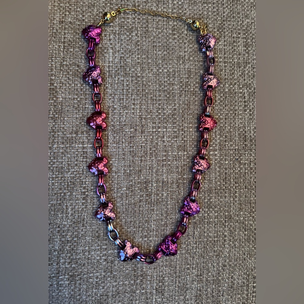 NWT Melania Clara  Liquid Metallic Ombré Love Pink and Purple Metallic Necklace